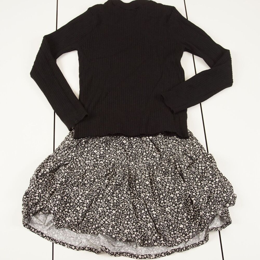 Zara Girls Black Long Sleeve Ribbed Sweater / Floral Skort Set Sz 13 - 14 - Picture 6 of 12